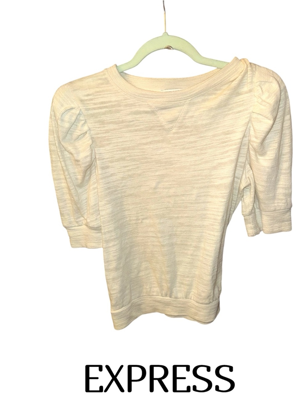 Express Cream Short-Sleeve Puff-Sleeve Top